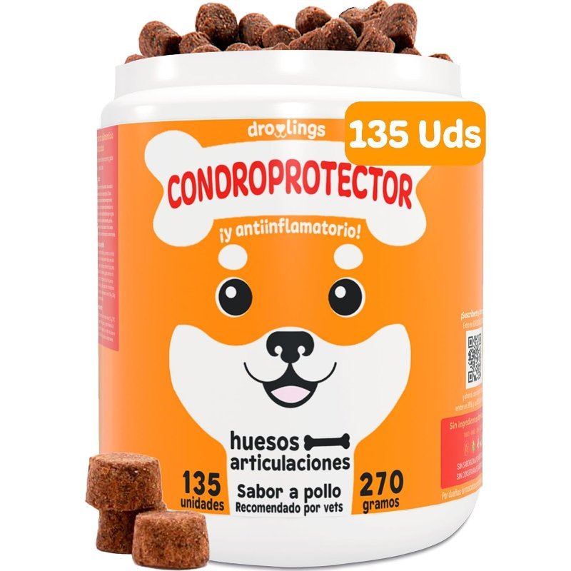 Condroprotector para Perros con 135 Masticables, Suplemento Natural para Cadera y Articulaciones