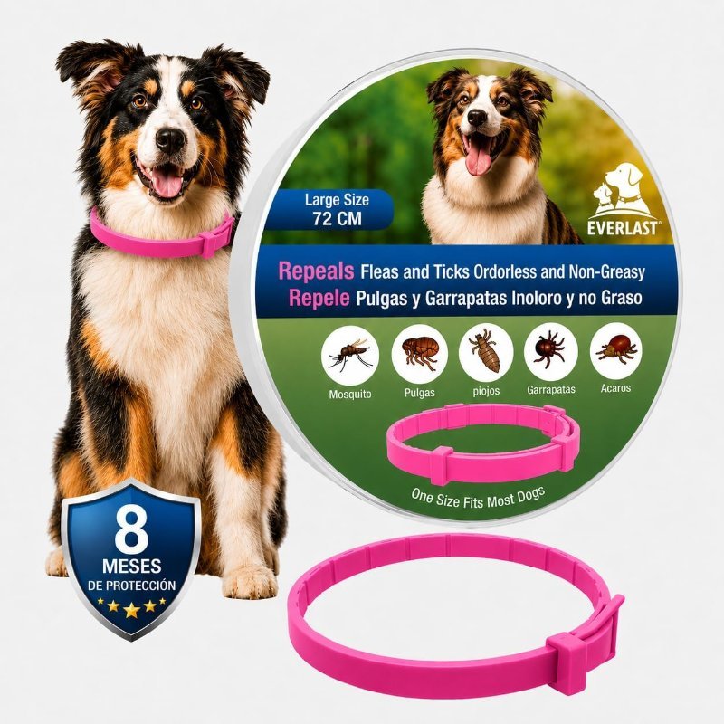 Pack 2 Collares Antiparasitarios para Perros - Protección contra Pulgas y Garrapatas 8 Meses