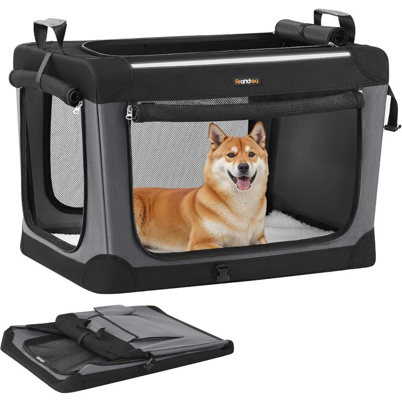 Feandrea Transportín para Perros Plegable, 76,2 x 53,4 x 53,4 cm, para Perros Medianos