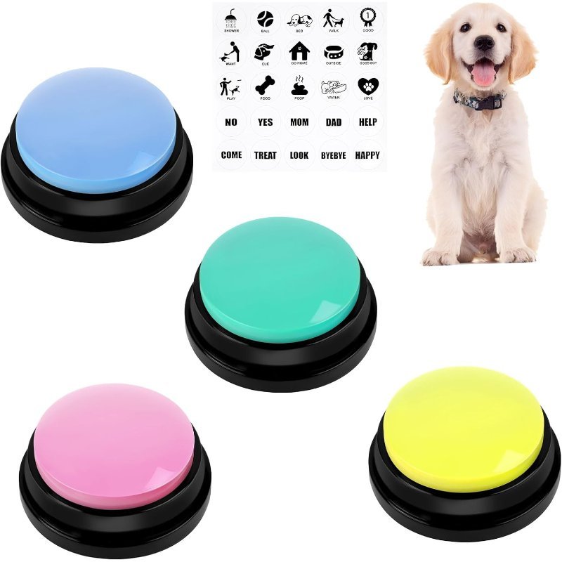 5 Piezas Botones Grabables para Perros, Zumbador de Entrenamiento y Comunicación con Mascotas