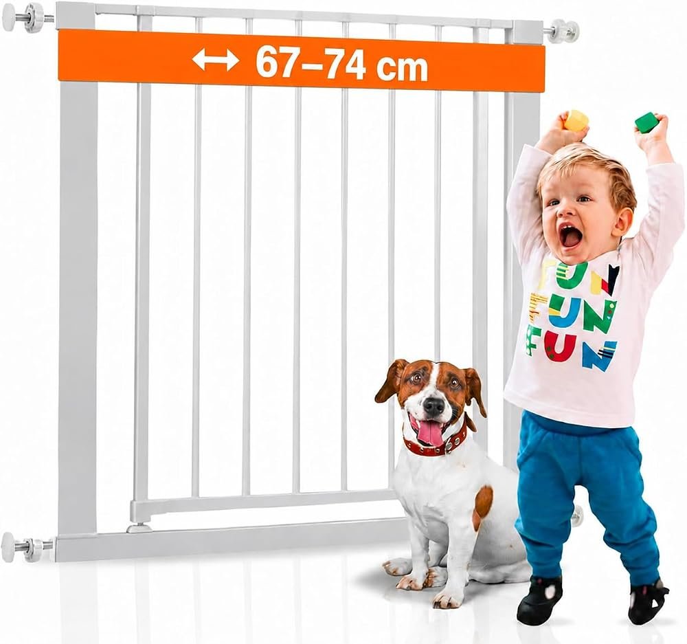 Barrera de seguridad para perros y gatos en escalera, color blanco