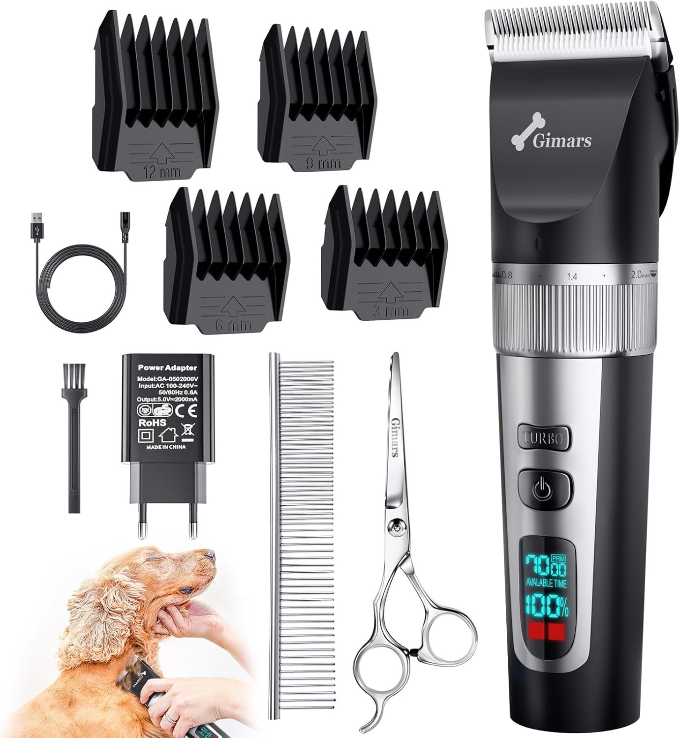 3. Gimars Maquina Cortar Pelo Perros 7000 rpm
