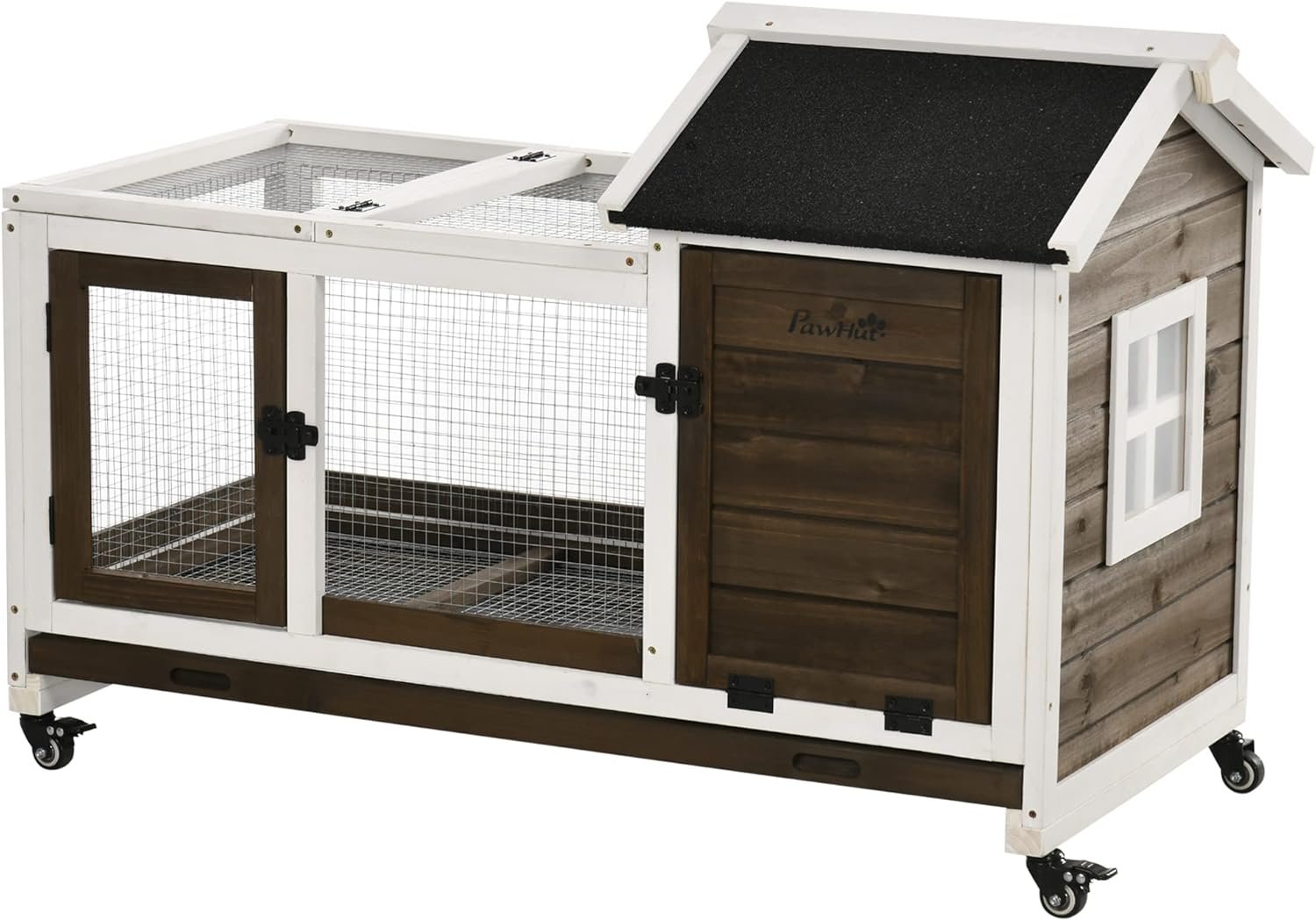 3. PawHut Conejera de Madera con Ruedas