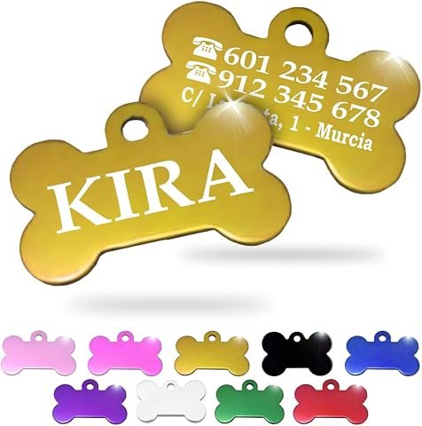 Ibera Gifts chapa identificativa en forma de hueso dorada