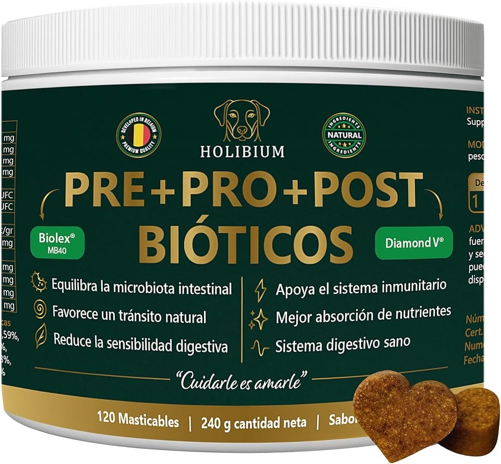Probioticos Perros con Prebioticos y Postbioticos, 120 uds