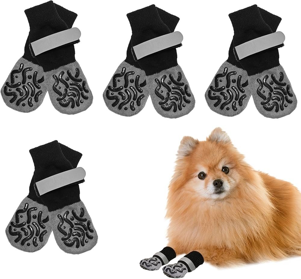 4 Pares Calcetines Antideslizantes para Perros Pequeños y Medianos