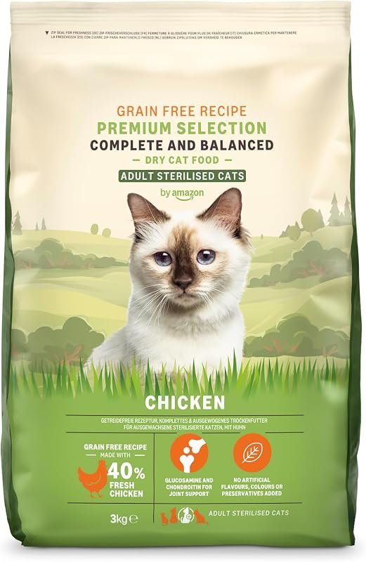 Pienso Amazon para gatos esterilizados con pollo sin cereales