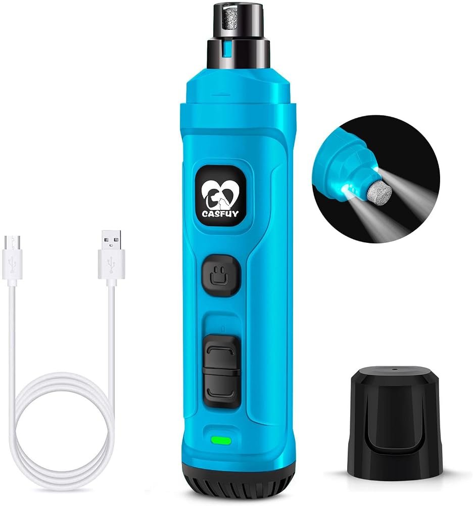 Casfuy lima de uñas eléctrica con luces LED para perros