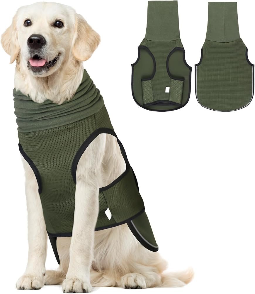Chaleco antiestres para perros con orejeras integradas