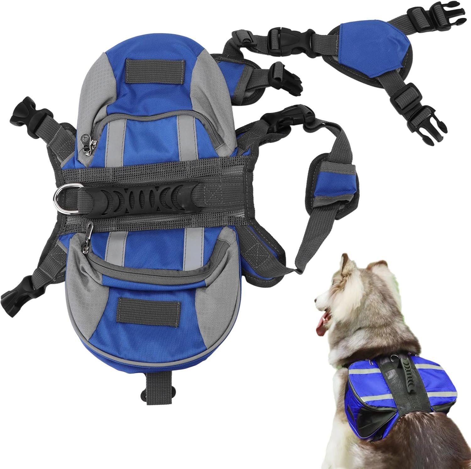 Cyrank mochila con arnés impermeable para perro con banda reflectante para senderismo