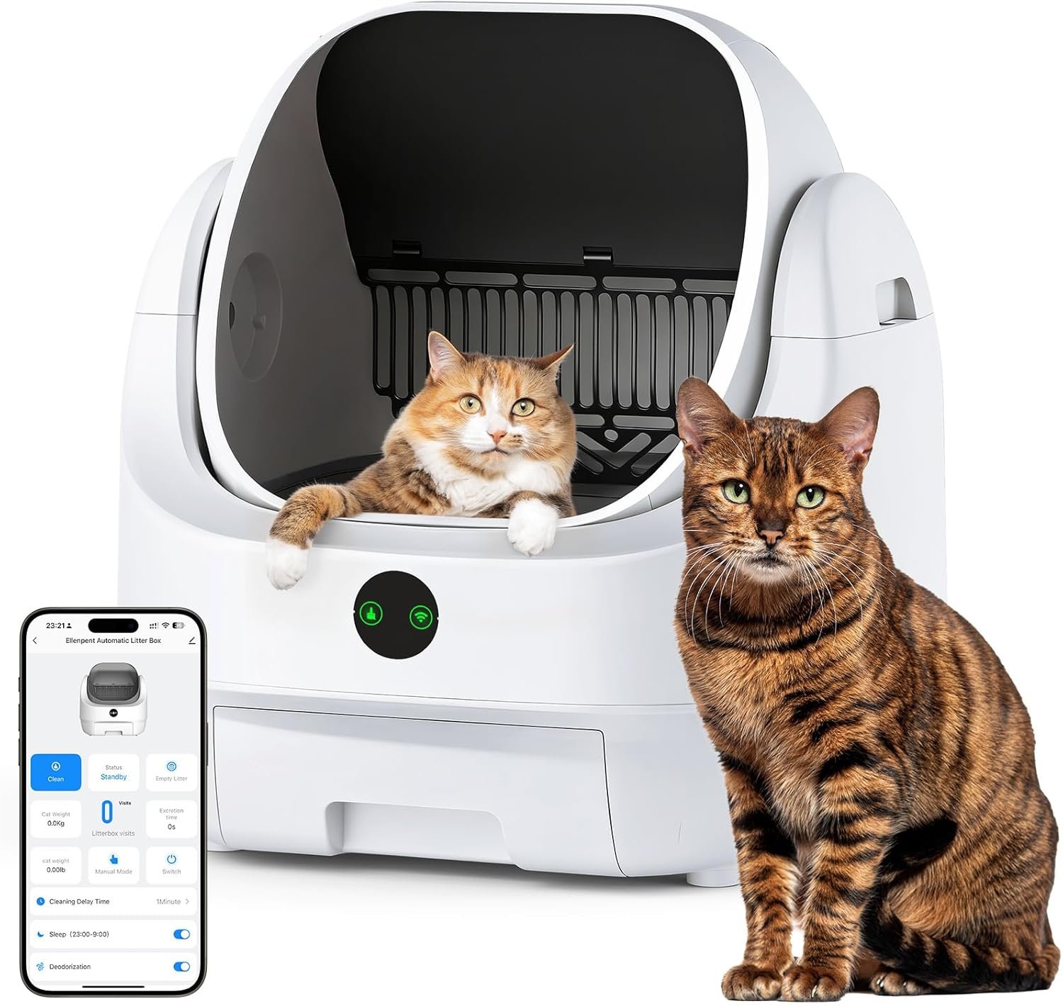 Ellenpent arenero autolimpiable abierto para gatos