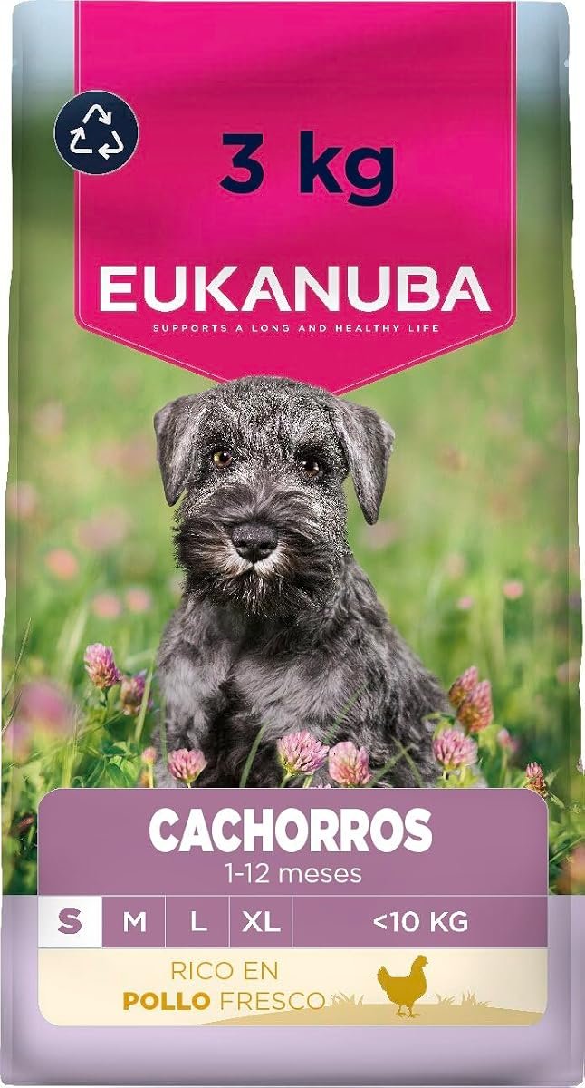Eukanuba alimento premium para cachorros de razas pequeñas con pollo fresco, bolsa 3kg