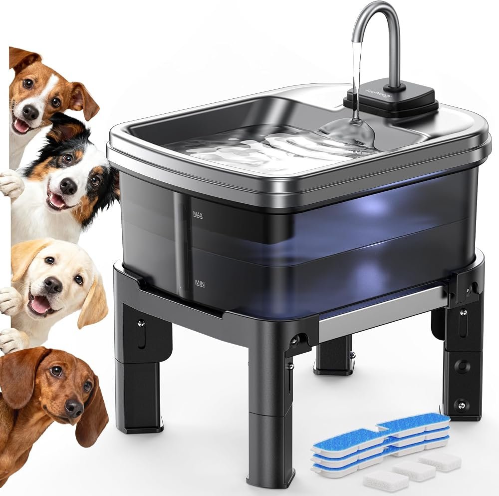 FEELNEEDY fuente de agua de 9 litros con soporte ajustable en altura para perros