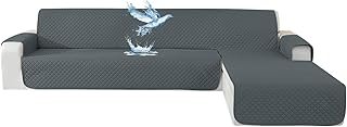 Funda de sofá chaise longue YSTELLAA gris oscuro impermeable