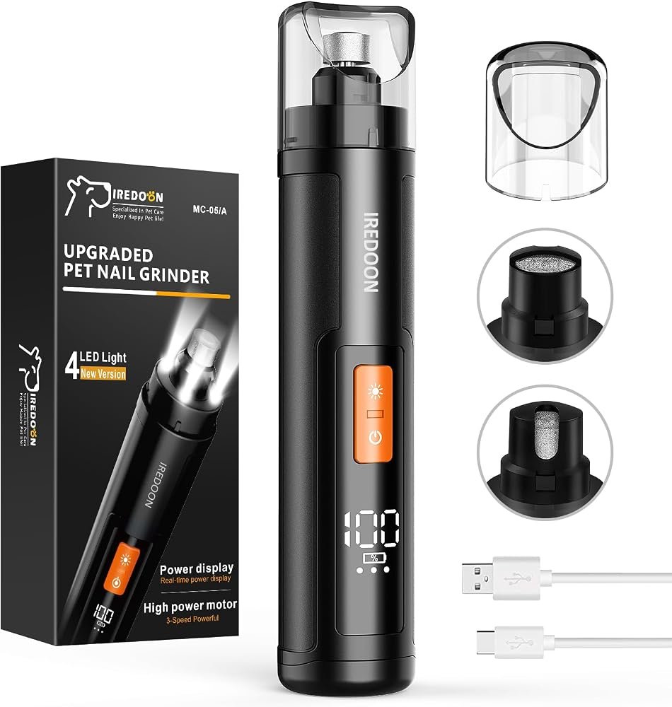 IREDOON lima de uñas eléctrica ultra silenciosa para perros y gatos