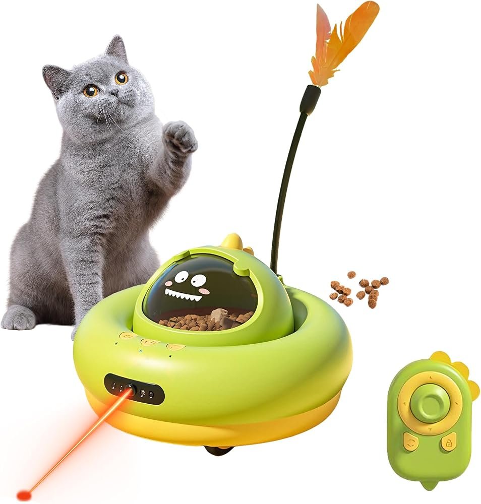 Juguete eléctrico 3 en 1 interactivo con dispensador de golosinas para gatos