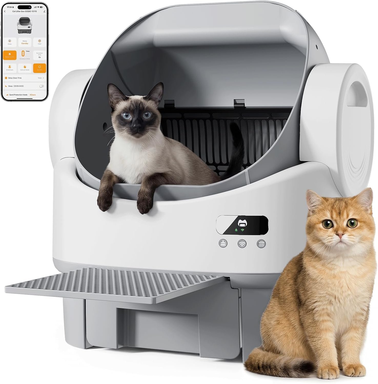 JUMMICO arenero autolimpiable XXL semiabierto para gatos