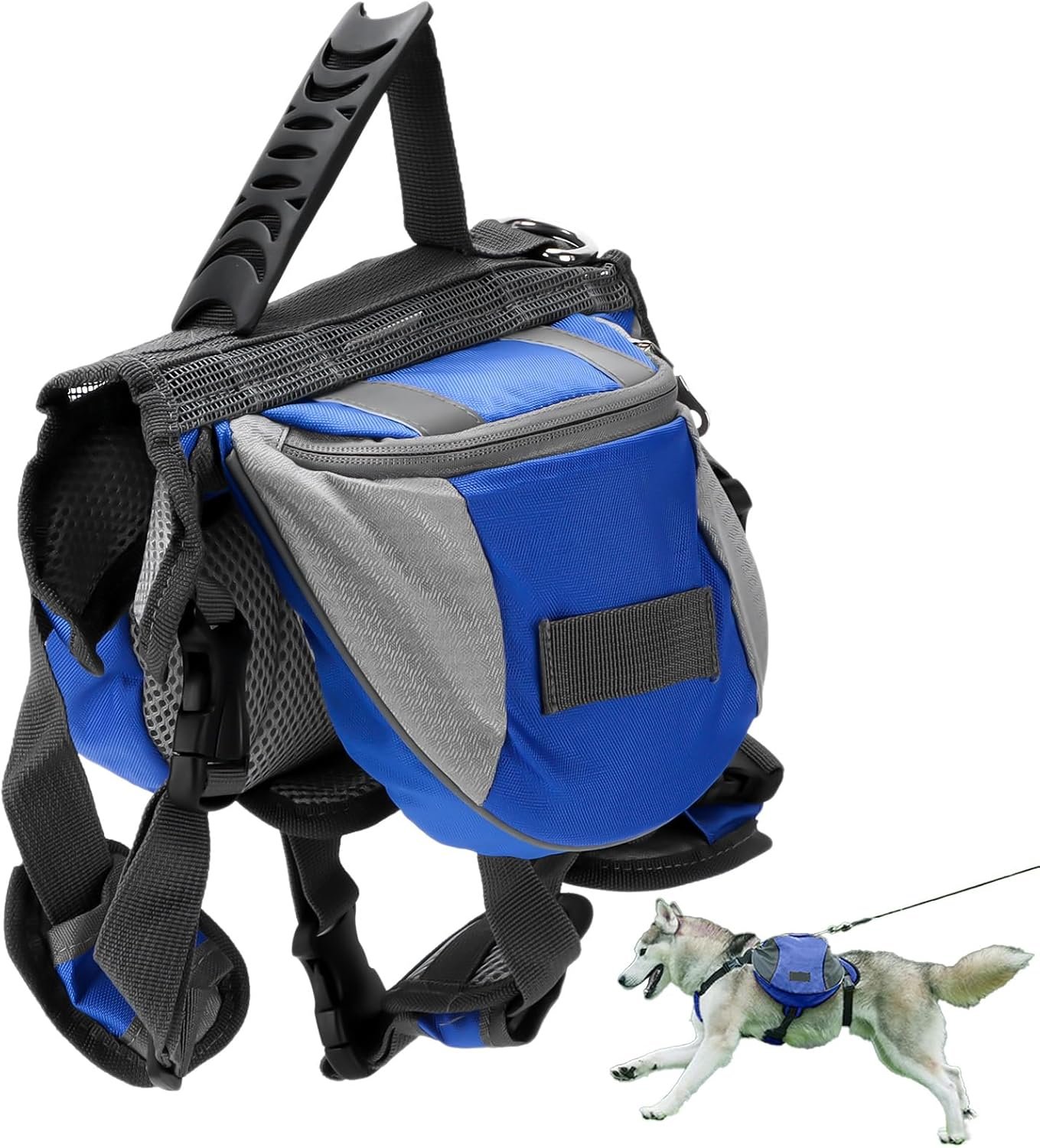 Mochila arnés de gran capacidad impermeable para perro con bolsillos laterales