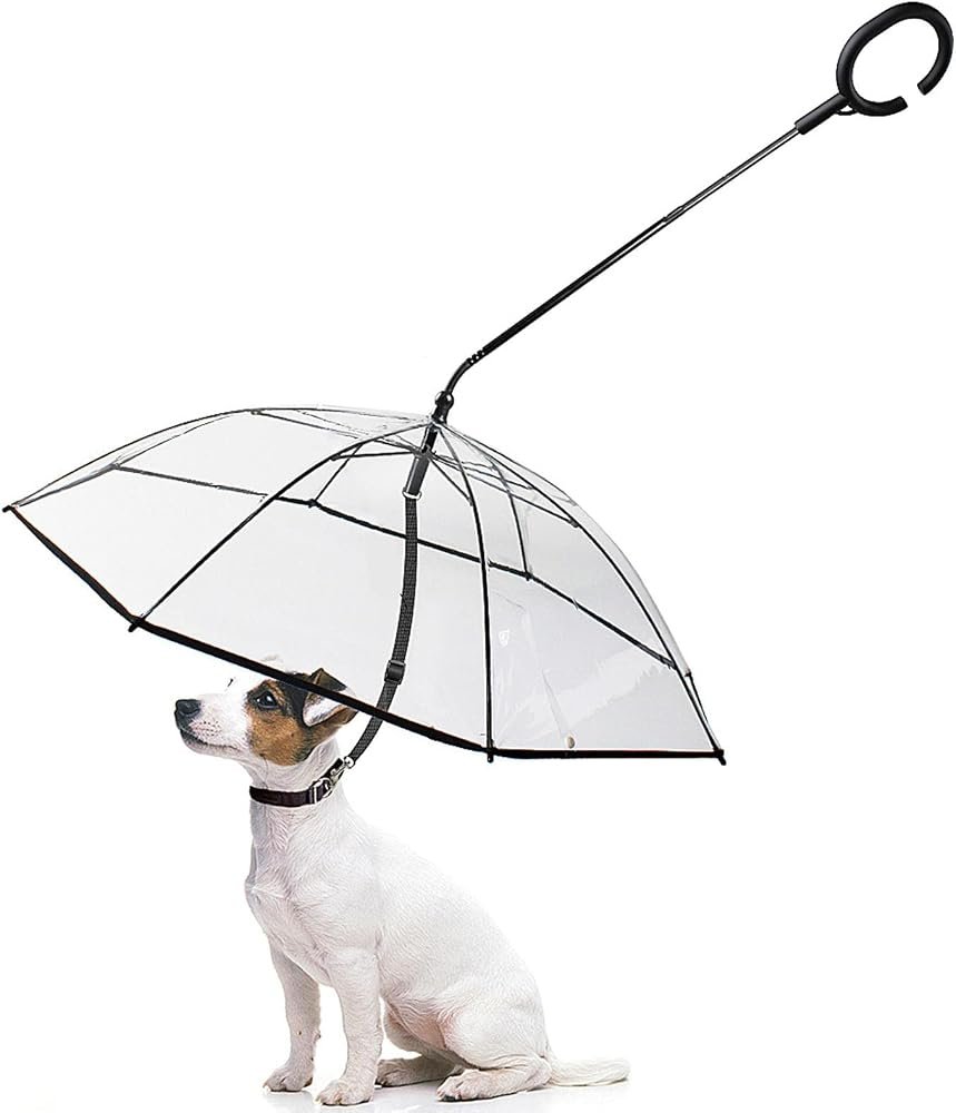 Richolyn paraguas transparente para perros con correa
