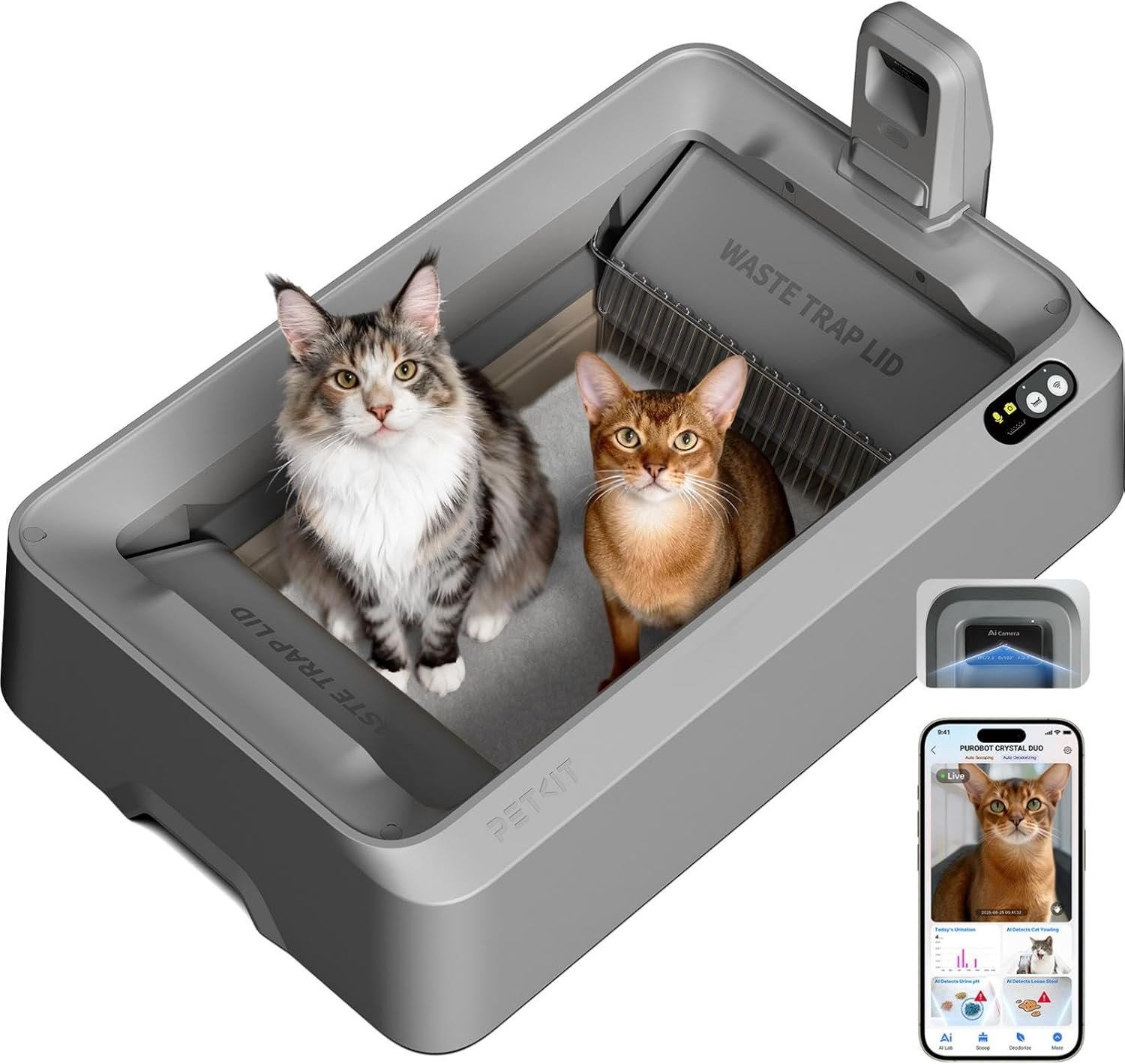 PETKIT PUROBOT Crystal Duo arenero autolimpiable con camara IA para gatos