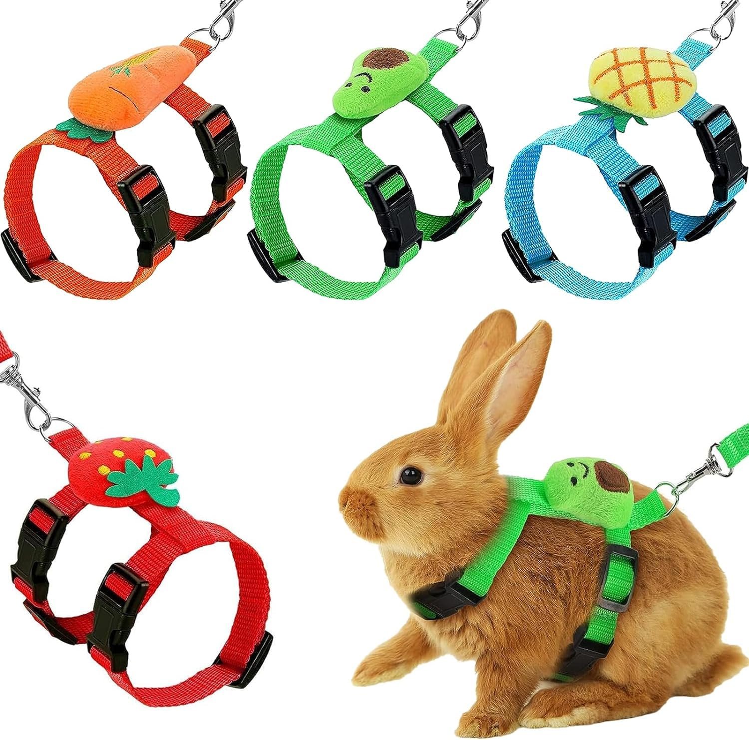 Set de 4 Arneses y Correas Ajustables para Conejo