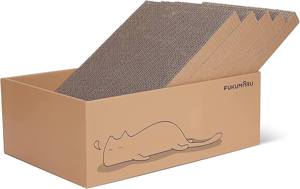 FUKUMARU rascador de cartón 5 piezas reversible con caja