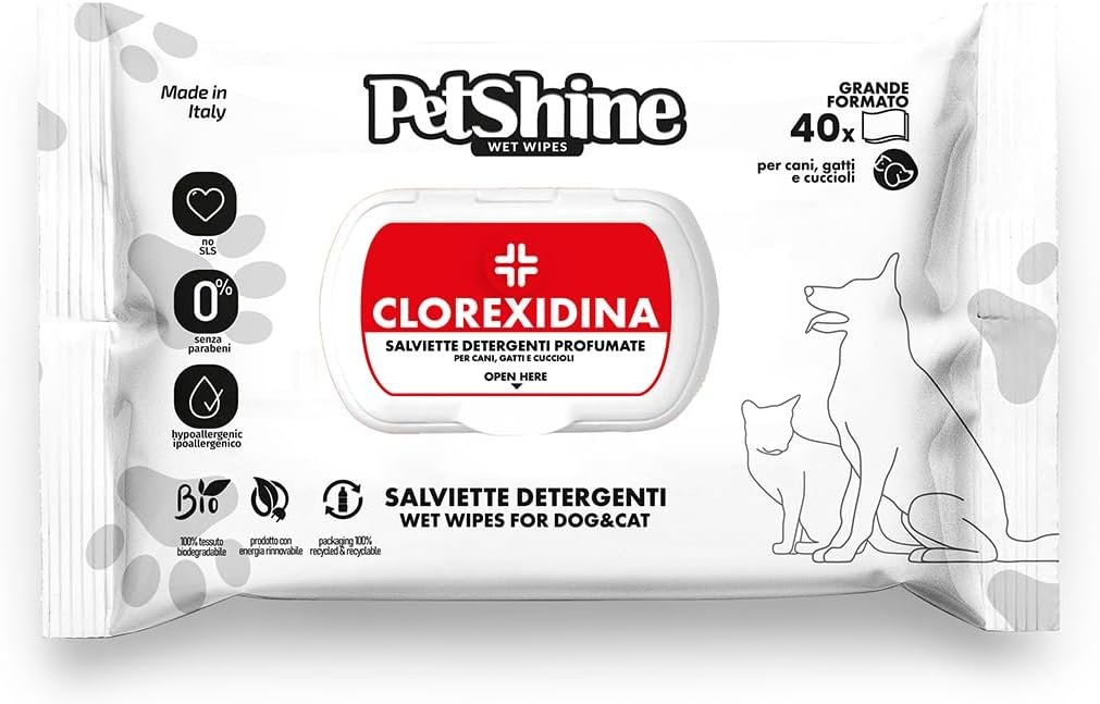 PetShine toallitas con clorhexidina para perros y gatos