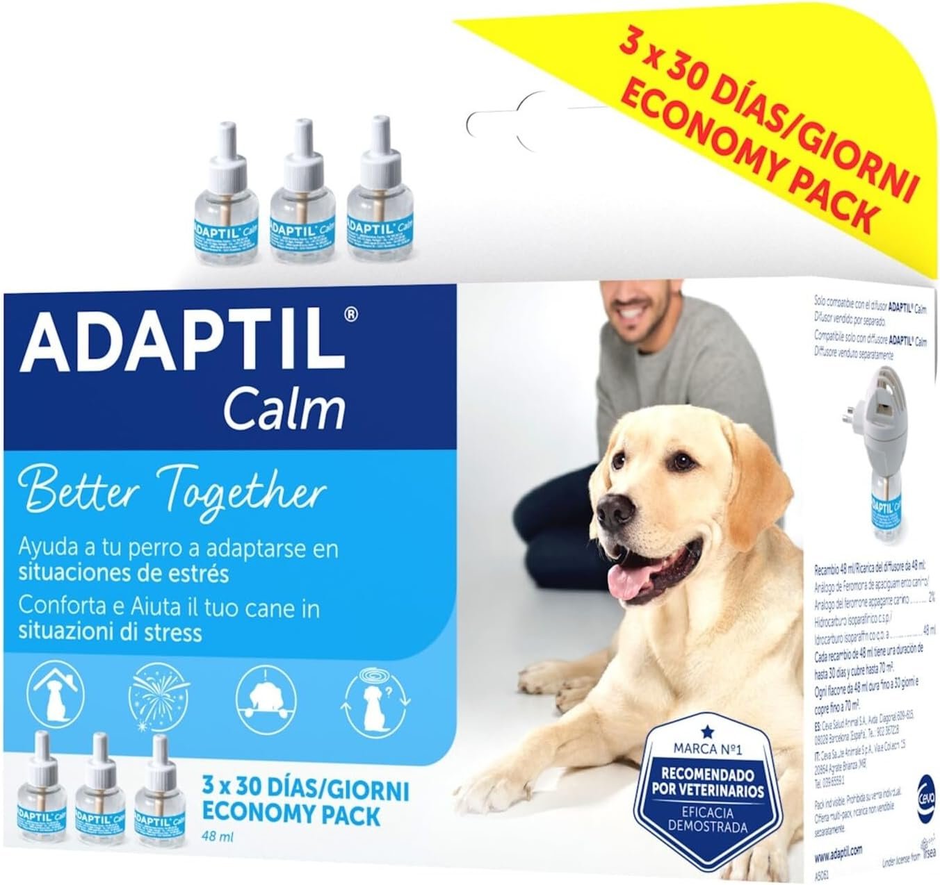 ADAPTIL Calm pack ahorro 3 recambios para perros