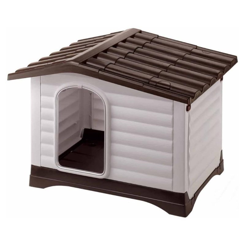 Caseta de plástico reciclado Ferplast Dogvilla 90 con base aislante y drenaje