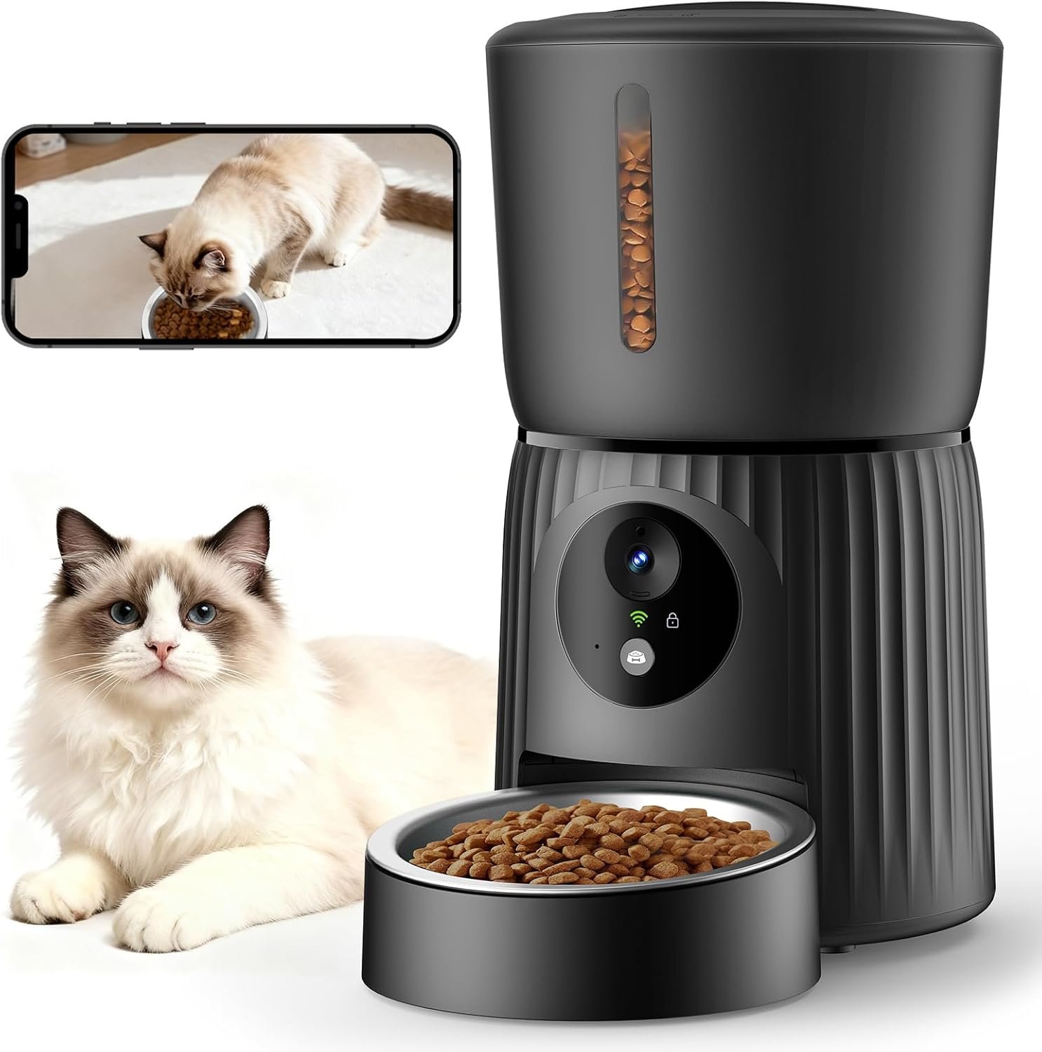 Faroro comedero automático con cámara y visión nocturna para gatos