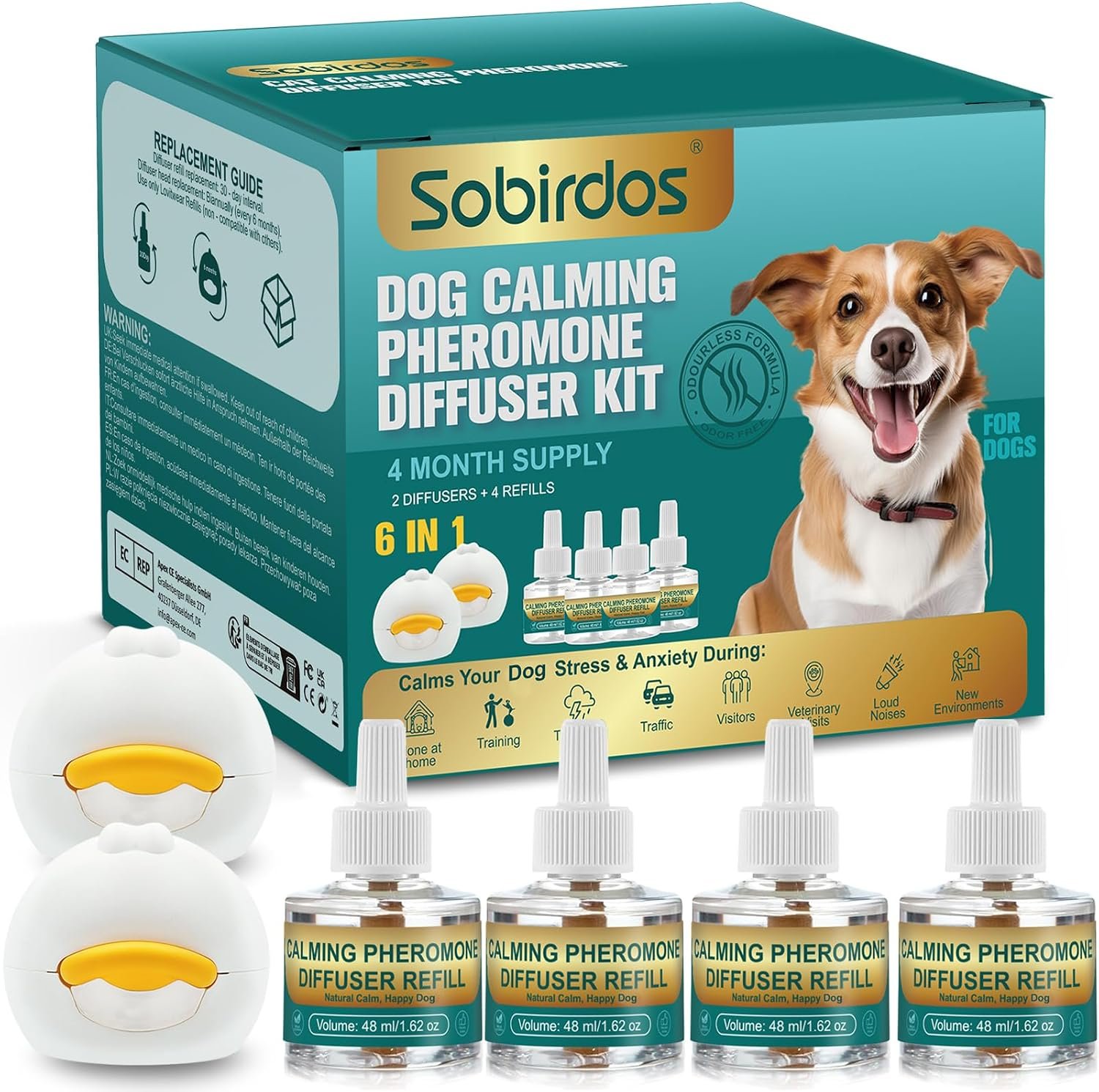 Kit de dos difusores de feromonas calmantes para perros